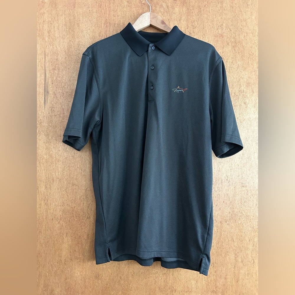 Greg Norman Classic Pique Shark Golf Polo L Black